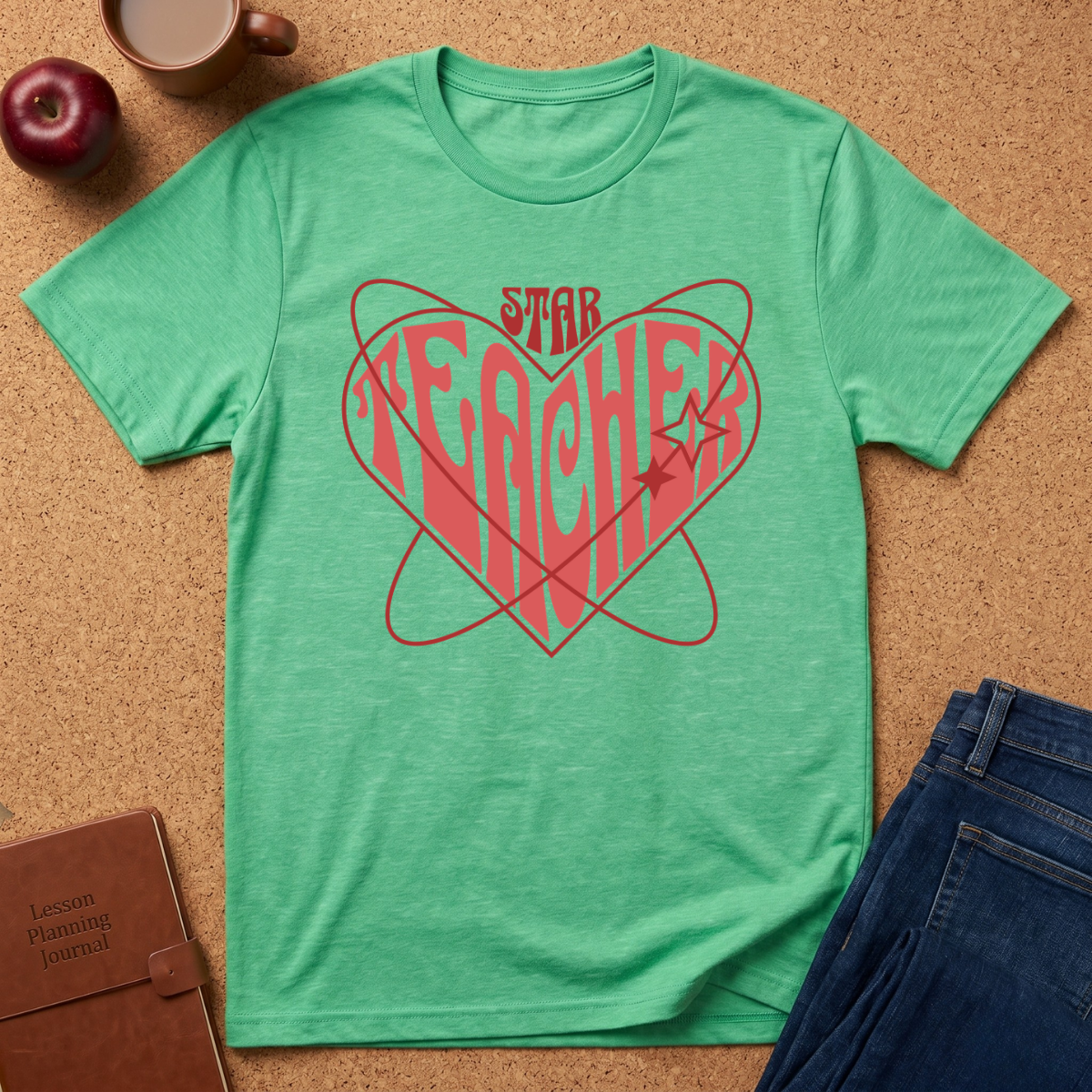 Star Teacher Heart T-Shirt — Retro Heart Graphic Tee