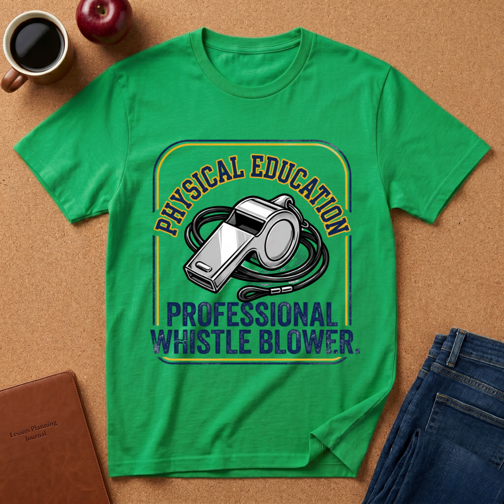Physical Education T-Shirt — "Professional Whistle Blower" PE Coach Tee