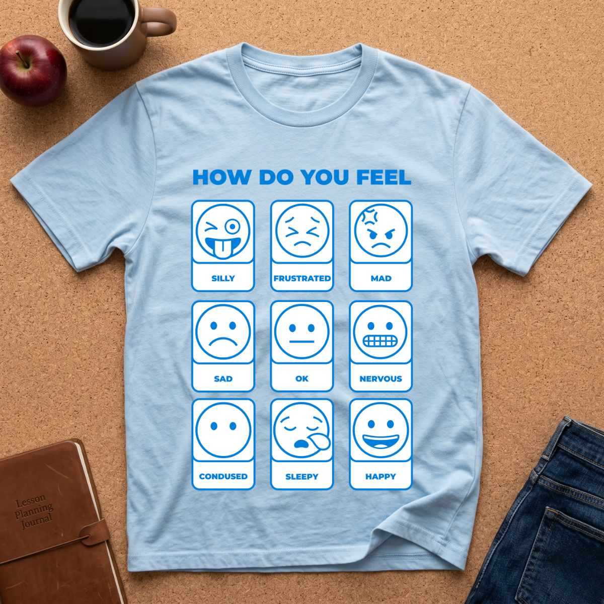 "How Do You Feel" Mood Chart T-Shirt — Emoji Grid Tee