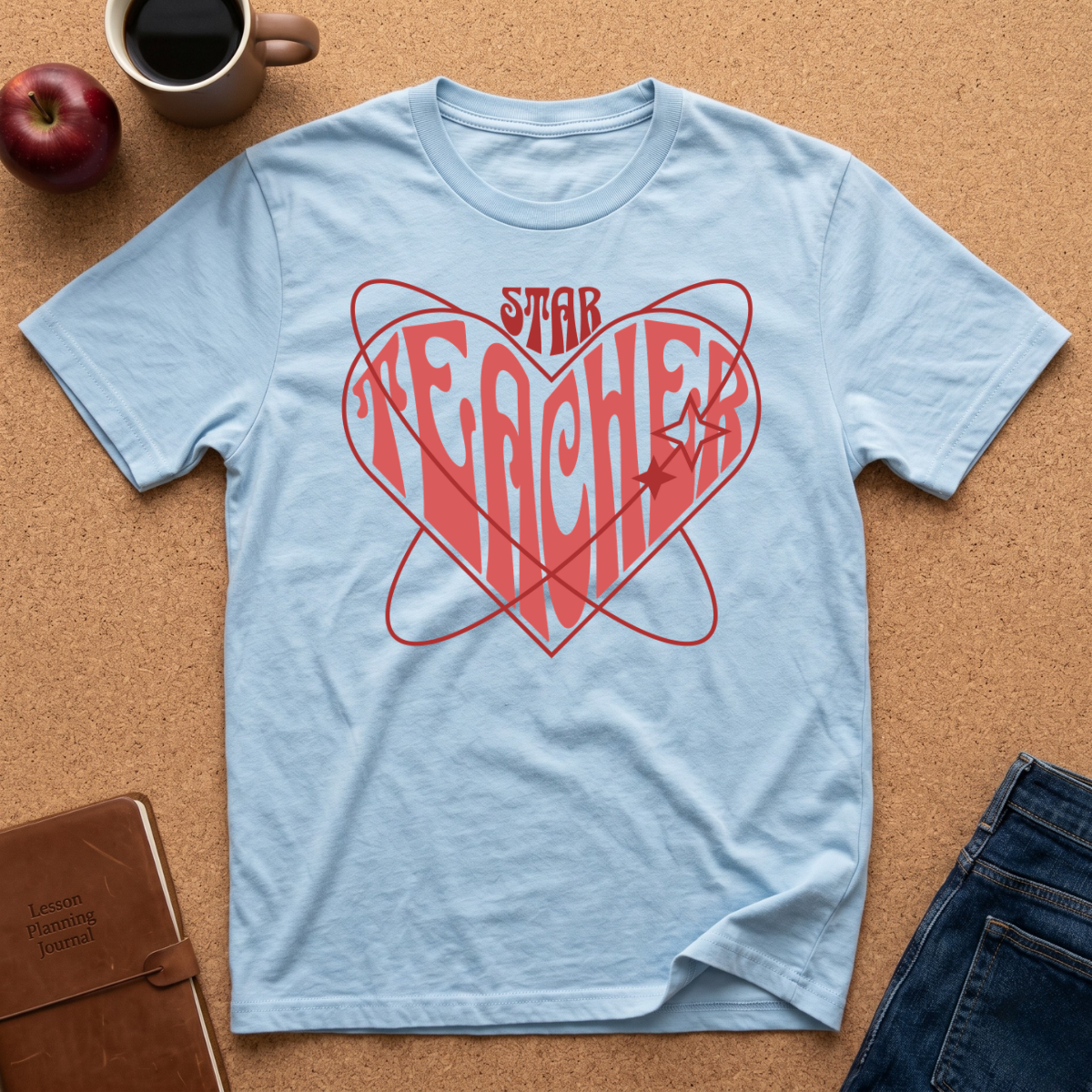 Star Teacher Heart T-Shirt — Retro Heart Graphic Tee