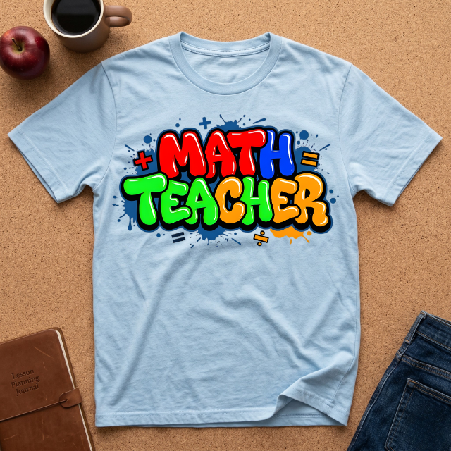 Math Teacher T-Shirt — Colorful Graffiti Design
