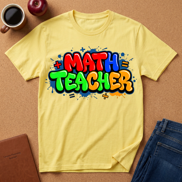 Math Teacher T-Shirt — Colorful Graffiti Design
