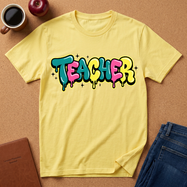 Teacher Colorful Drip Graffiti T-Shirt