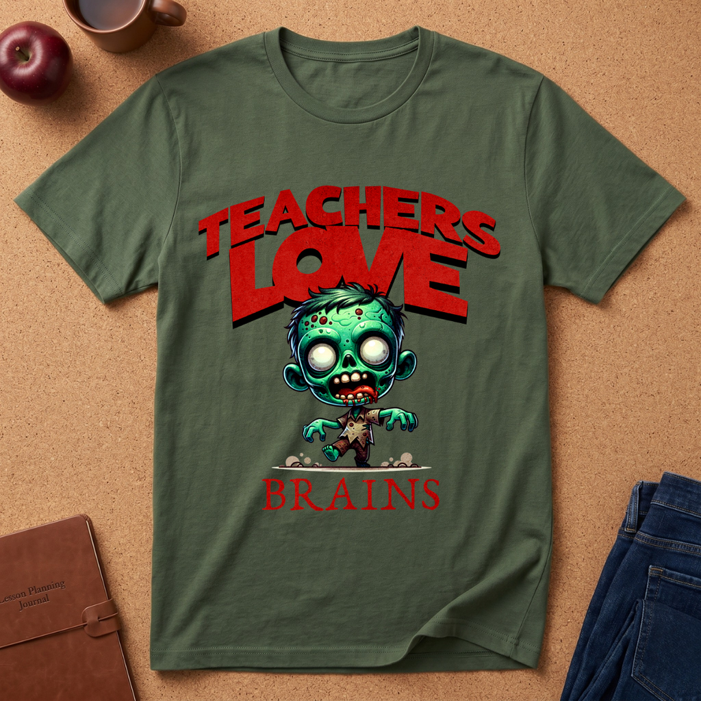 Teachers Love Brains T-Shirt — Funny Zombie Teacher Tee