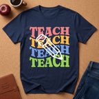 Teacher Pencil Tee — Colorful "TEACH" Graphic T-Shirt for Educators