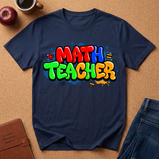 Math Teacher T-Shirt — Colorful Graffiti Design