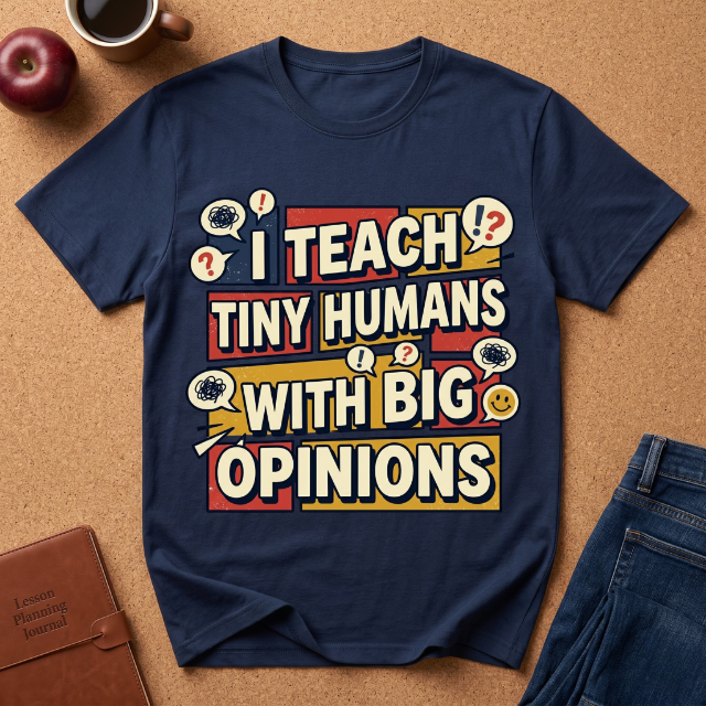 "I Teach Tiny Humans With Big Opinions" Teacher T-Shirt – Funny Educator Tee