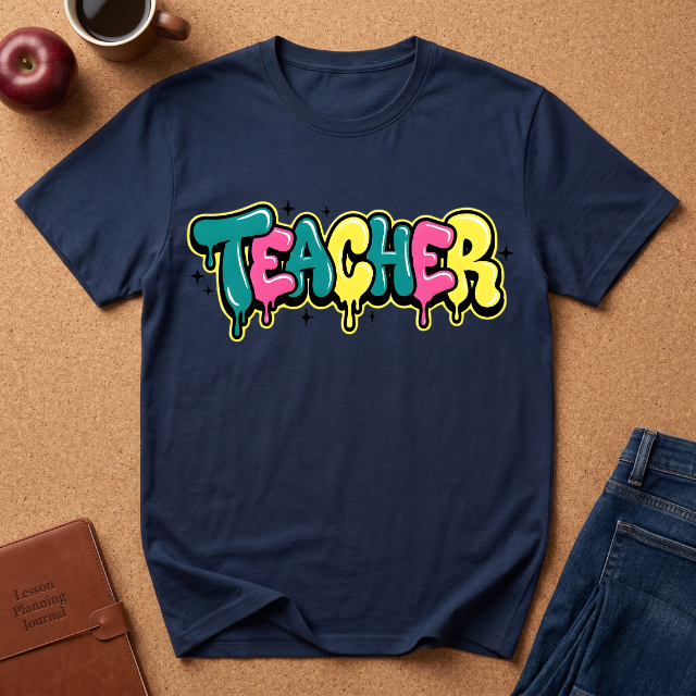 Teacher Colorful Drip Graffiti T-Shirt