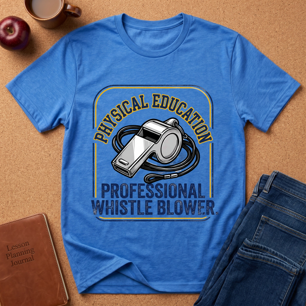 Physical Education T-Shirt — "Professional Whistle Blower" PE Coach Tee