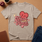 Teach With Heart T-Shirt — Cute Retro Heart Teacher Tee