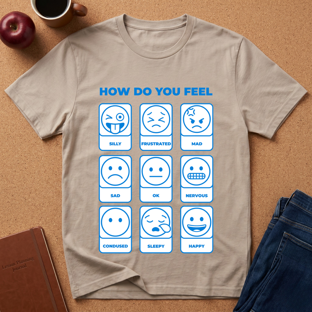 "How Do You Feel" Mood Chart T-Shirt — Emoji Grid Tee
