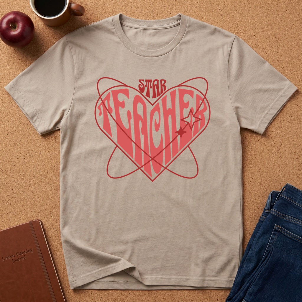 Star Teacher Heart T-Shirt — Retro Heart Graphic Tee