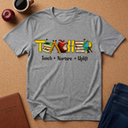"Teach • Nurture • Uplift" Teacher T-Shirt -  School Apple & Books Tee