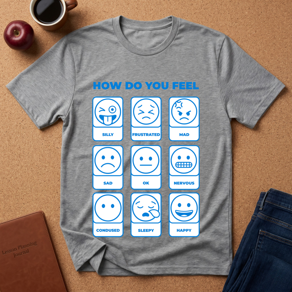 "How Do You Feel" Mood Chart T-Shirt — Emoji Grid Tee