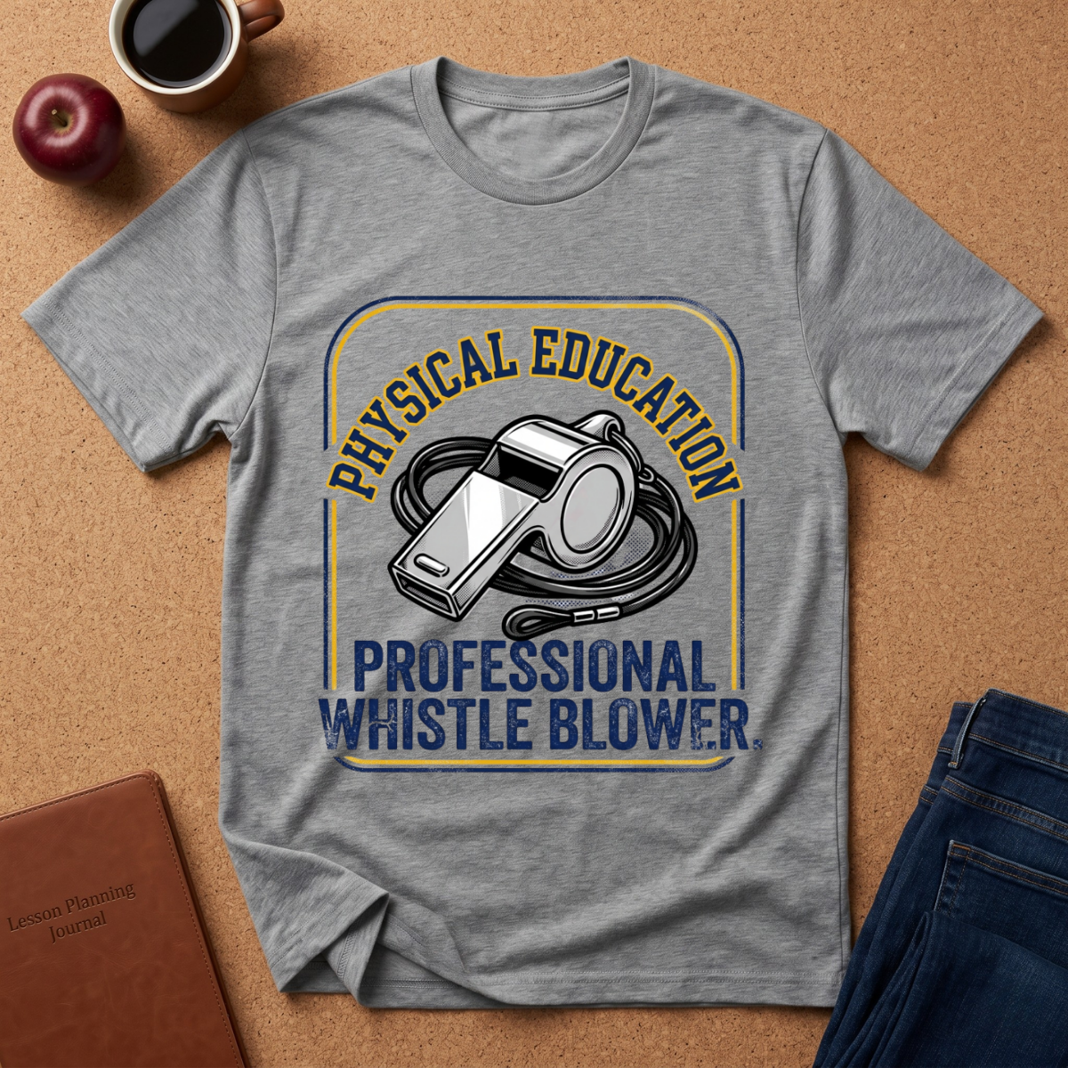 Physical Education T-Shirt — "Professional Whistle Blower" PE Coach Tee