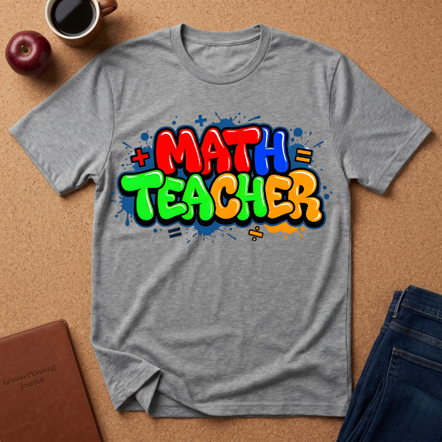 Math Teacher T-Shirt — Colorful Graffiti Design