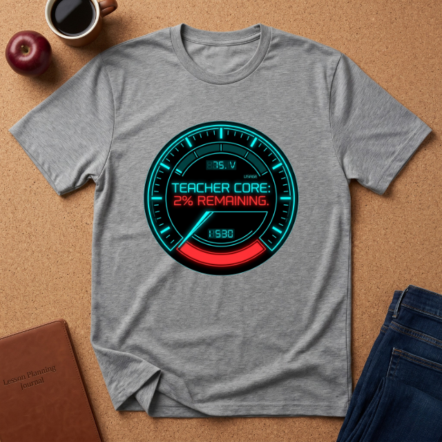 Teacher Core 2% Remaining T-Shirt — Funny Gamer Teacher Tee