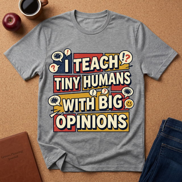 "I Teach Tiny Humans With Big Opinions" Teacher T-Shirt – Funny Educator Tee