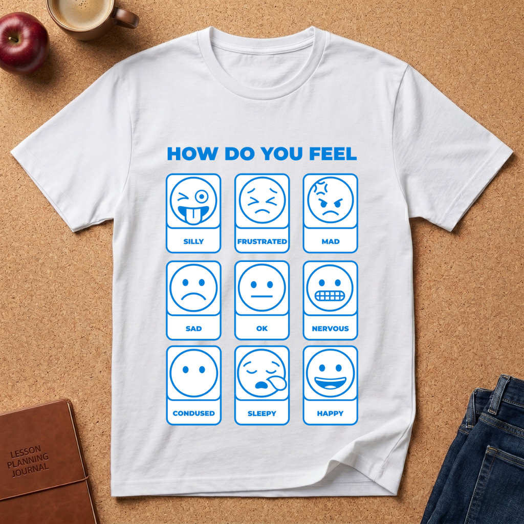 "How Do You Feel" Mood Chart T-Shirt — Emoji Grid Tee