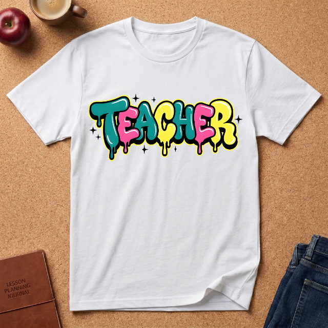 Teacher Colorful Drip Graffiti T-Shirt