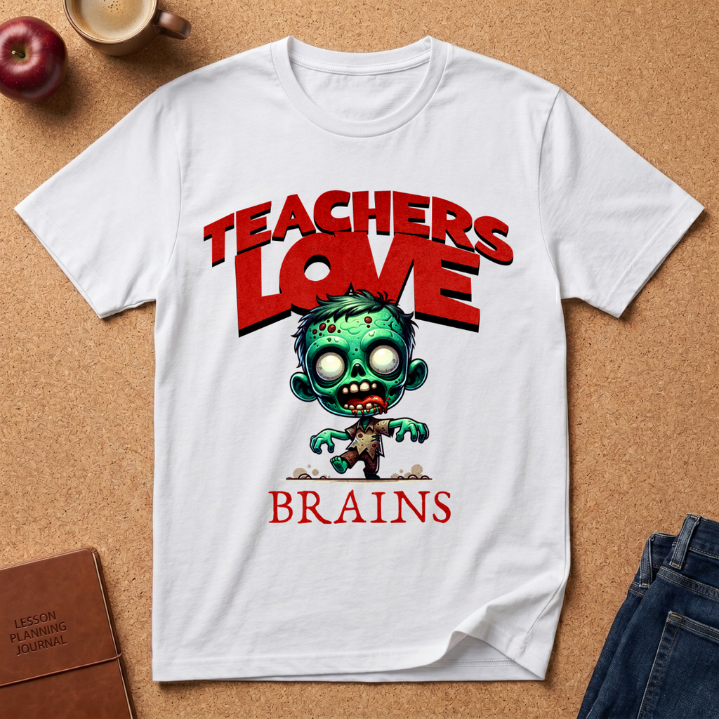 Teachers Love Brains T-Shirt — Funny Zombie Teacher Tee